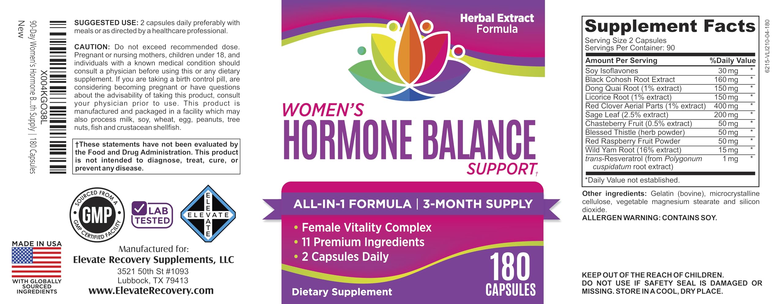 Elevate Recovery Women's Hormone Support dispensing cap for easy daily use.