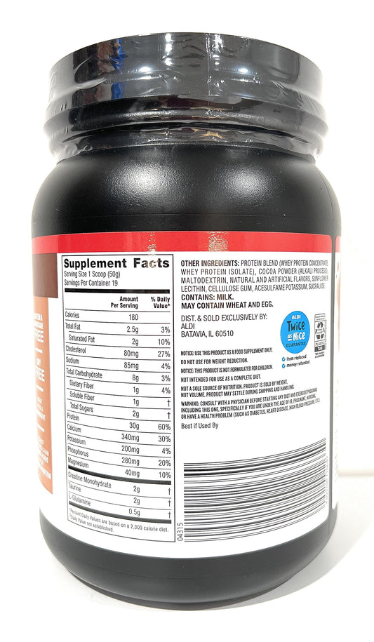 Elevation chocolate protein powder mixing cup showing easy shake after gym session.