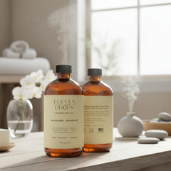 Eleven Drops Bougie 540 amber bottle close-up emphasizes premium packaging.