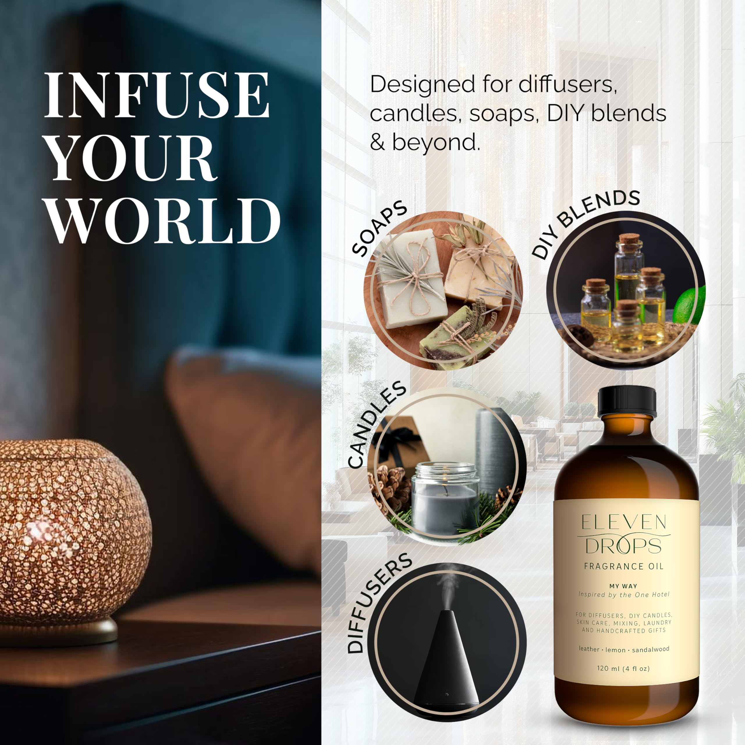 ELEVEN DROPS My Way diffuser oil diffuser emitter, smooth scent distribution.