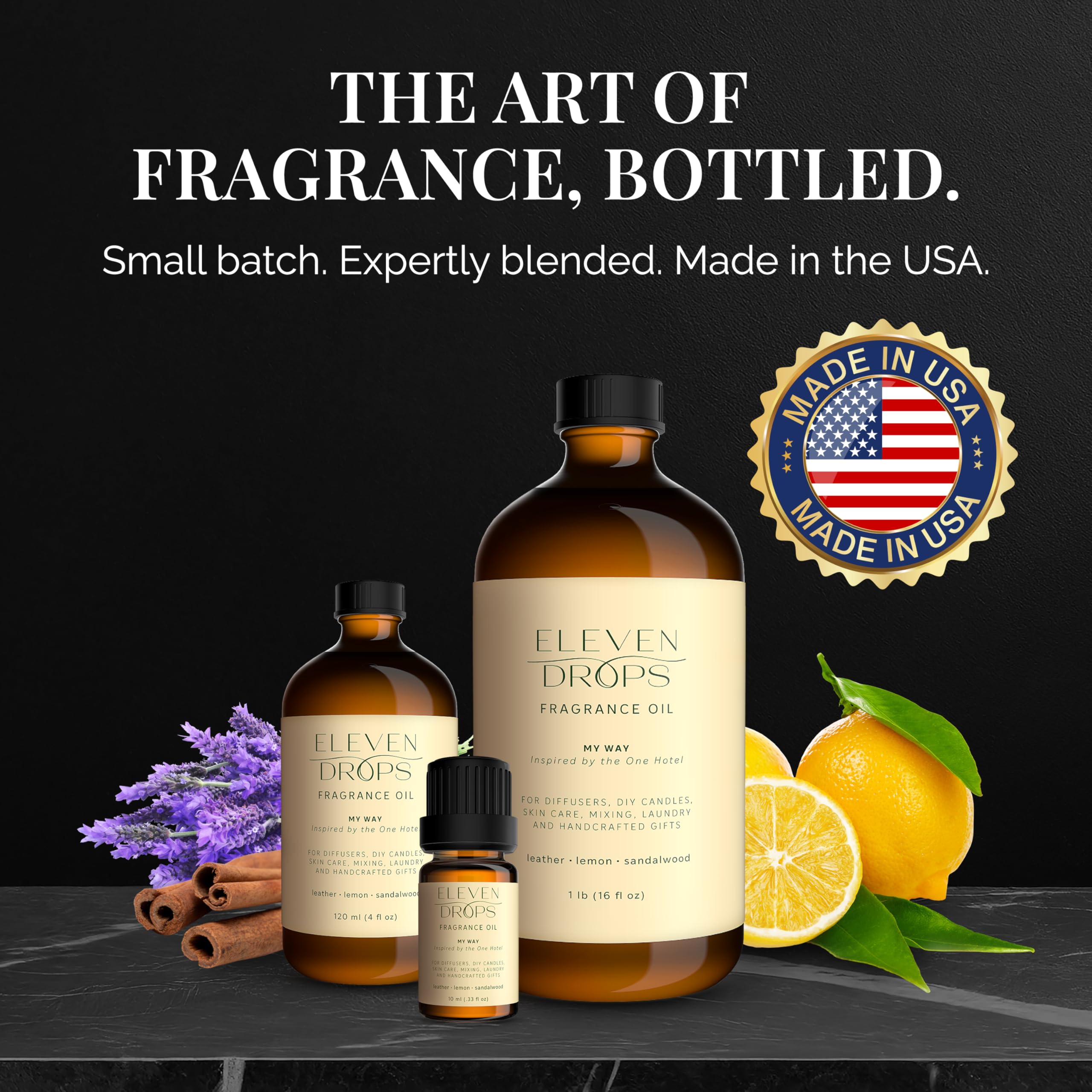 ELEVEN DROPS My Way diffuser oil packaging front, premium branding and gifting option.