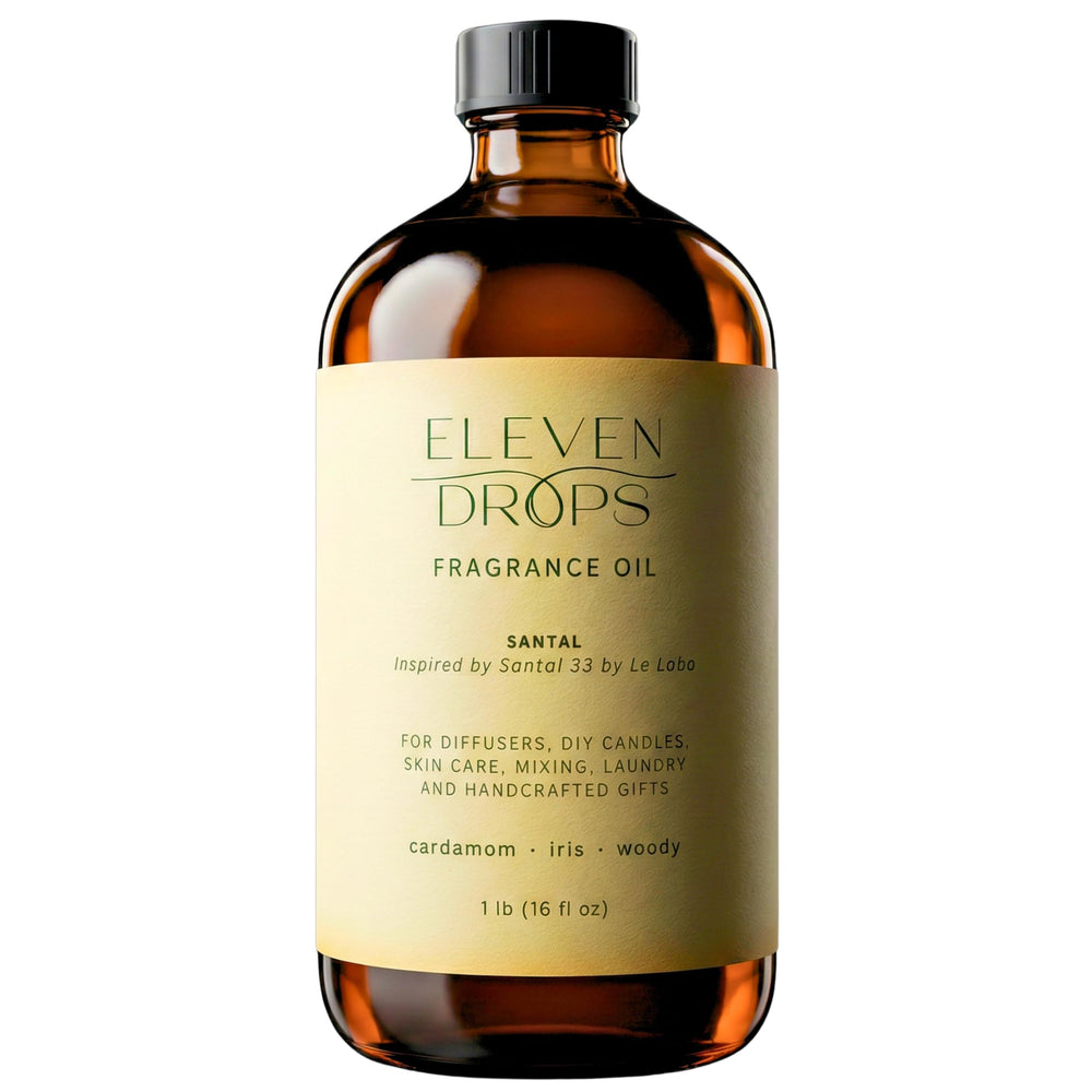 Eleven Drops Santal aroma bottle pour for diffuser and home fragrance.