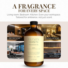 Eleven Drops Santal diffuser in use creating a calming room ambience.