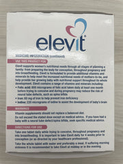 Elevit TAB with Iodine 100s packaging showing iodine and daily dosage information.
