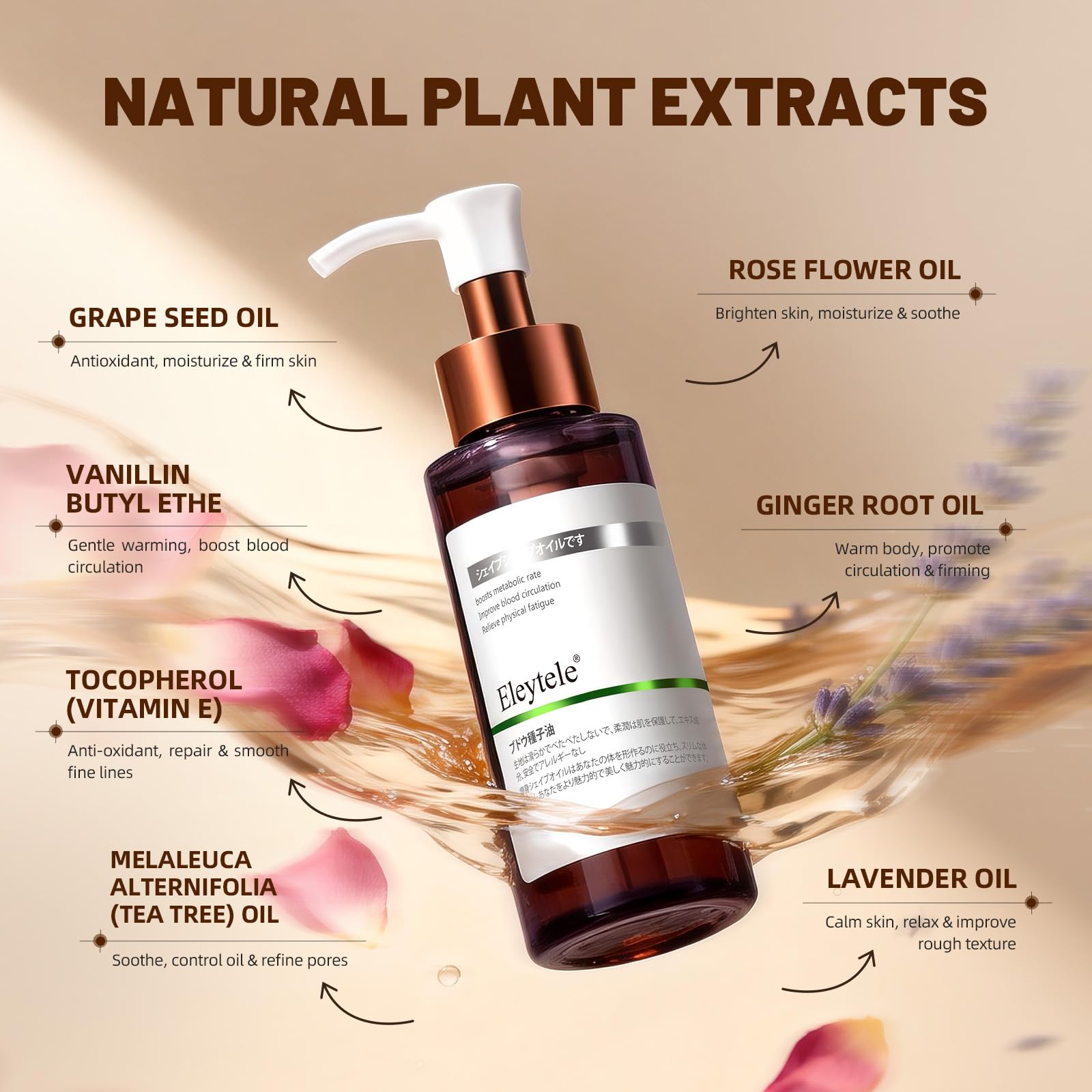 eleytele Korean Body Firming Oil leg application on skin during massage.