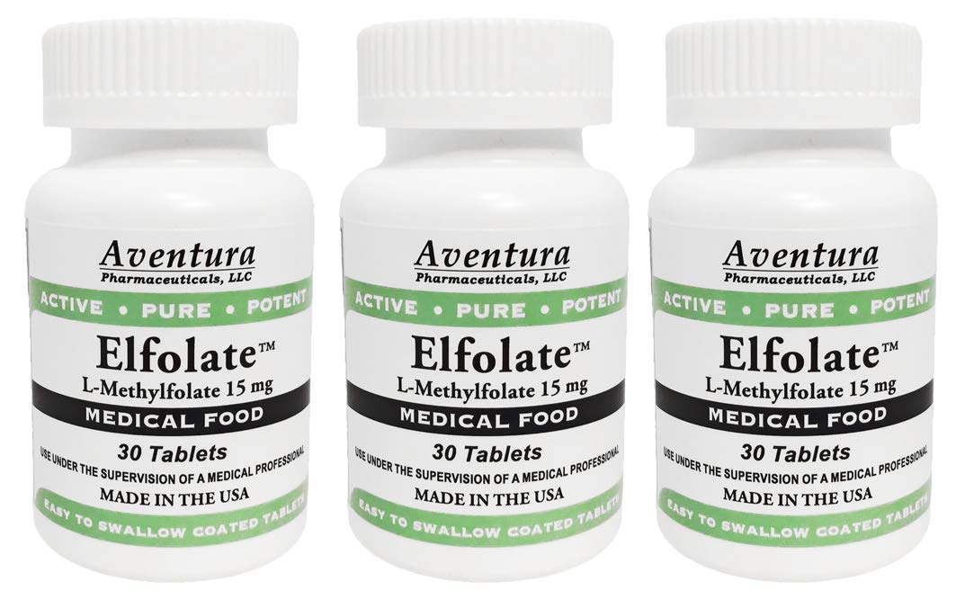 ELFOLATE 15mg three-pack bottle front for daily methylfolate support.