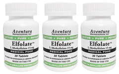 ELFOLATE 15mg three-pack bottle front for daily methylfolate support.