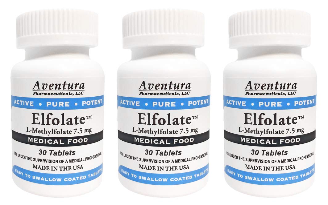 ELFOLATE 7.5mg three-pack bottle front view, easy daily use