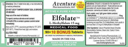 ELFOLATE COA certificate shown to verify purity and potency.