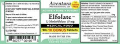 ELFOLATE COA certificate shown to verify purity and potency.