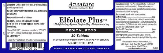 ELFOLATE Plus 3mg bottle side label showing purity and potency.