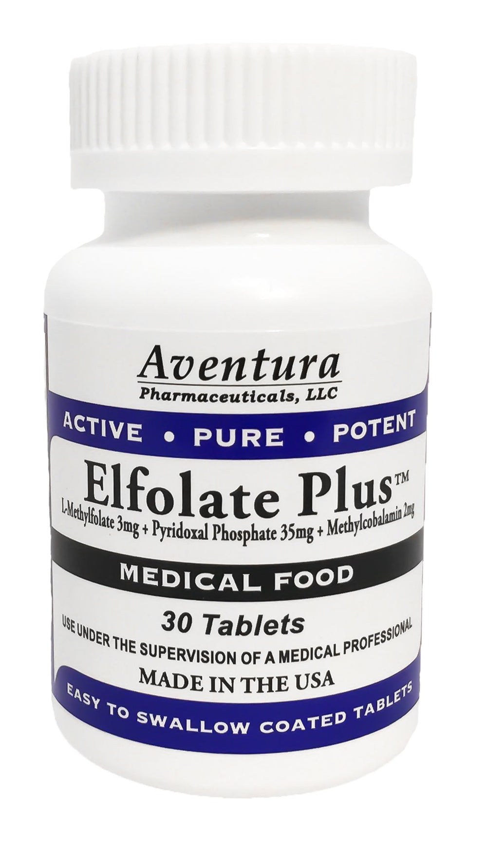 ELFOLATE Plus bottle label shows 3 mg L-Methylfolate for daily use.