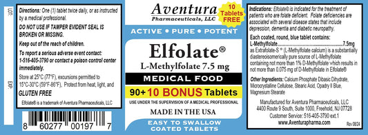 ELFOLATE tablets close-up with easy-to-swallow coated design.