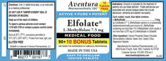 ELFOLATE tablets close-up with easy-to-swallow coated design.