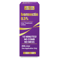 ELFSOUL Ivermectin Lotion bottle with 0.5% formula for fast lice treatment.