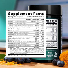 ELICORE Eye Vitamins label communicates a 23-in-1 formula for eye health.