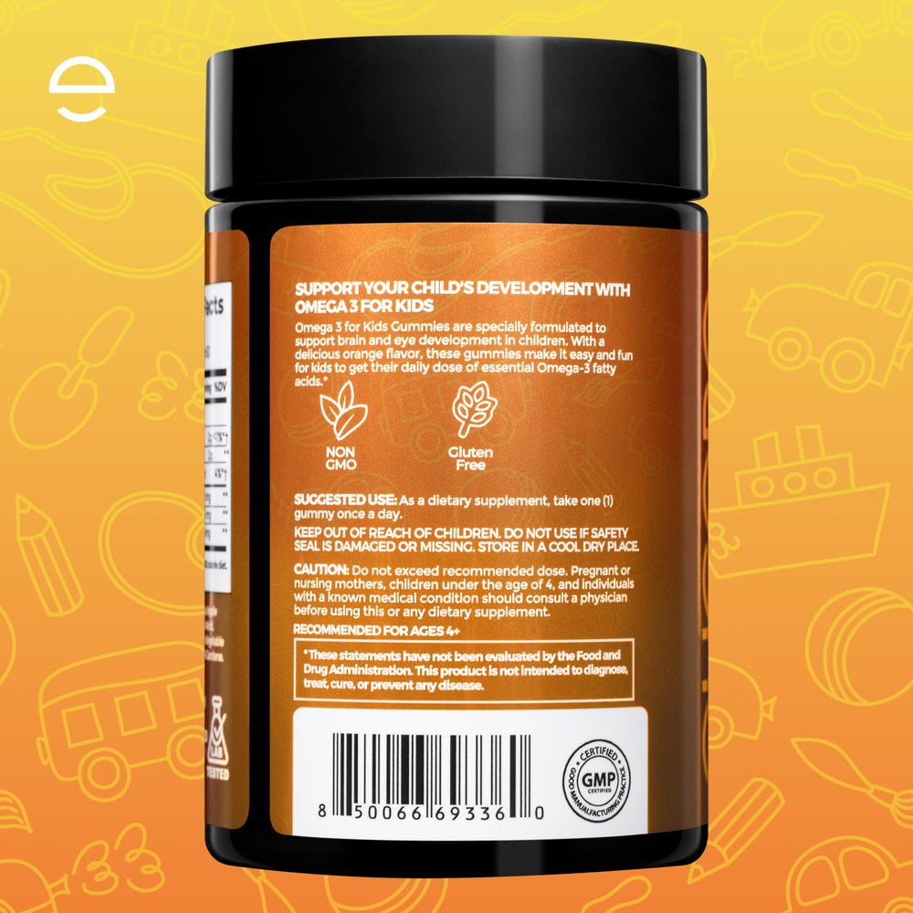 ELICORE omega-3 gummies in a lunchbox showcasing on-the-go use.
