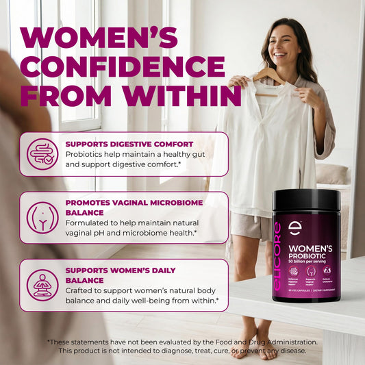 ELICORE capsules close-up highlighting 50B CFU formula for gut wellness.
