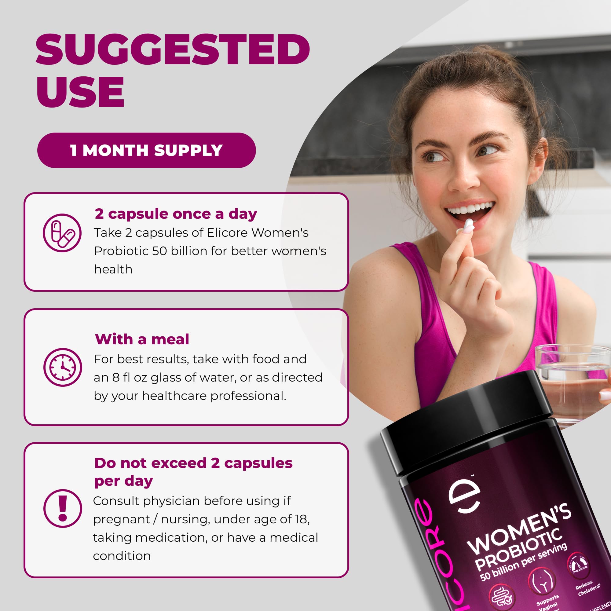 ELICORE capsule close-up showing smooth texture for easy swallowing.
