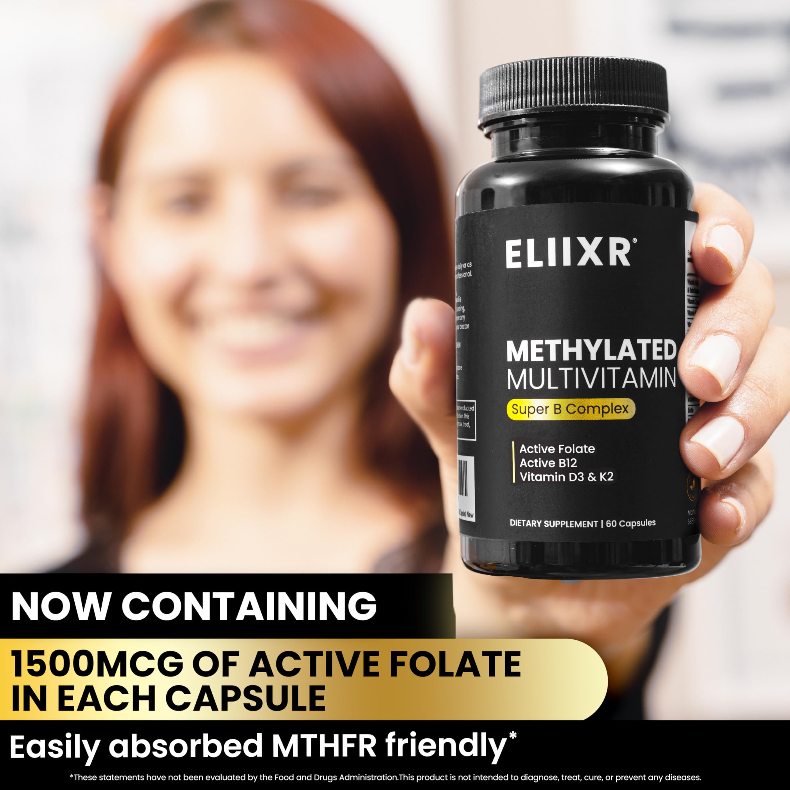 Eliixr bottle in hand demonstrates portable daily supplement
