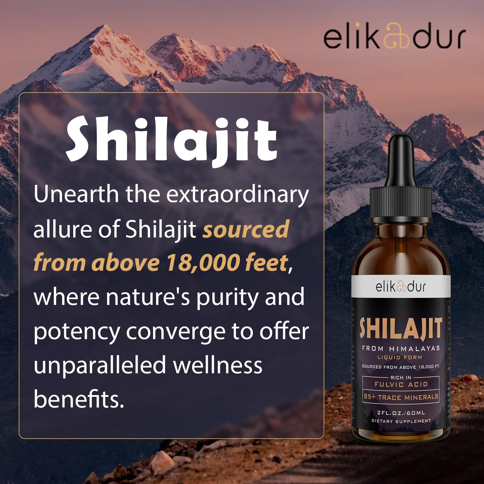 Elikadur Shilajit eco-friendly packaging and bottle close-up