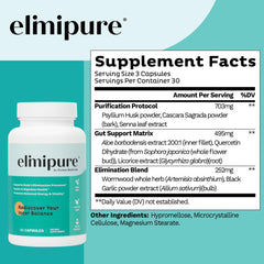 Elimipure two-pack next to a glass of water highlighting convenient daily use.