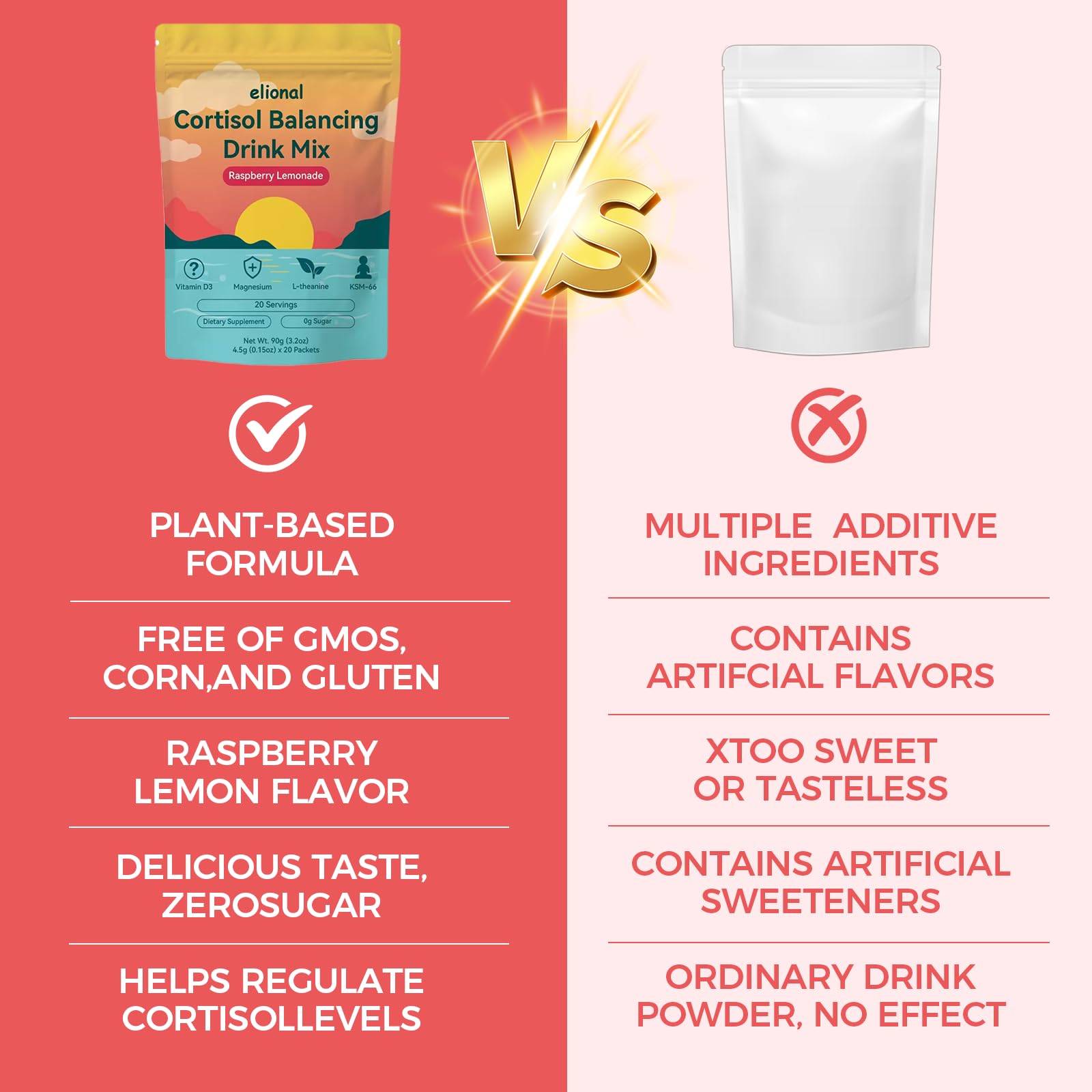 On-the-go desk setup with Elional Cortisol Drink Mix packets