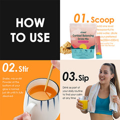 Elional Cortisol Drink Mix ingredients label with adaptogen notes.