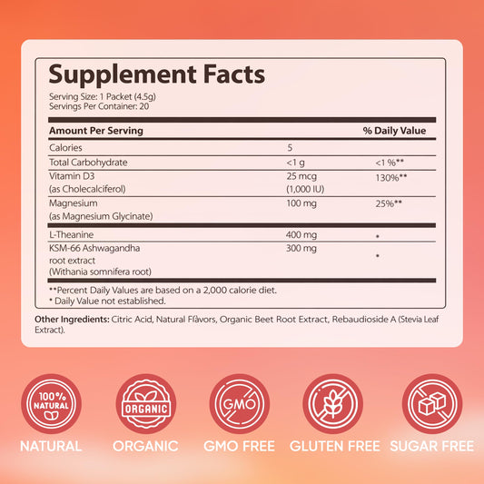 Elional Cortisol Drink packets ready to open for quick relaxation