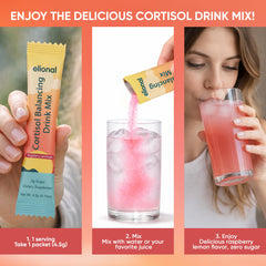 Elional Cortisol Drink Powder tub with label and ingredients