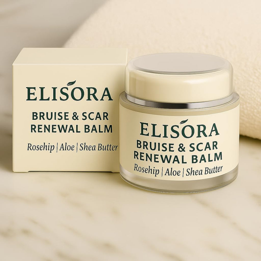 ELISORA Intensive Bruise & Scar Renewal Balm applied on forearm for gentle renewal