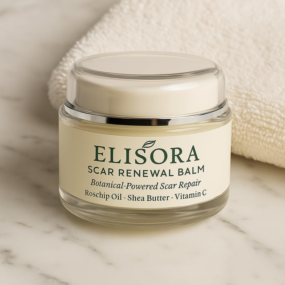 ELISORA Intensive Bruise & Scar Renewal Balm featuring vitamin C and botanicals
