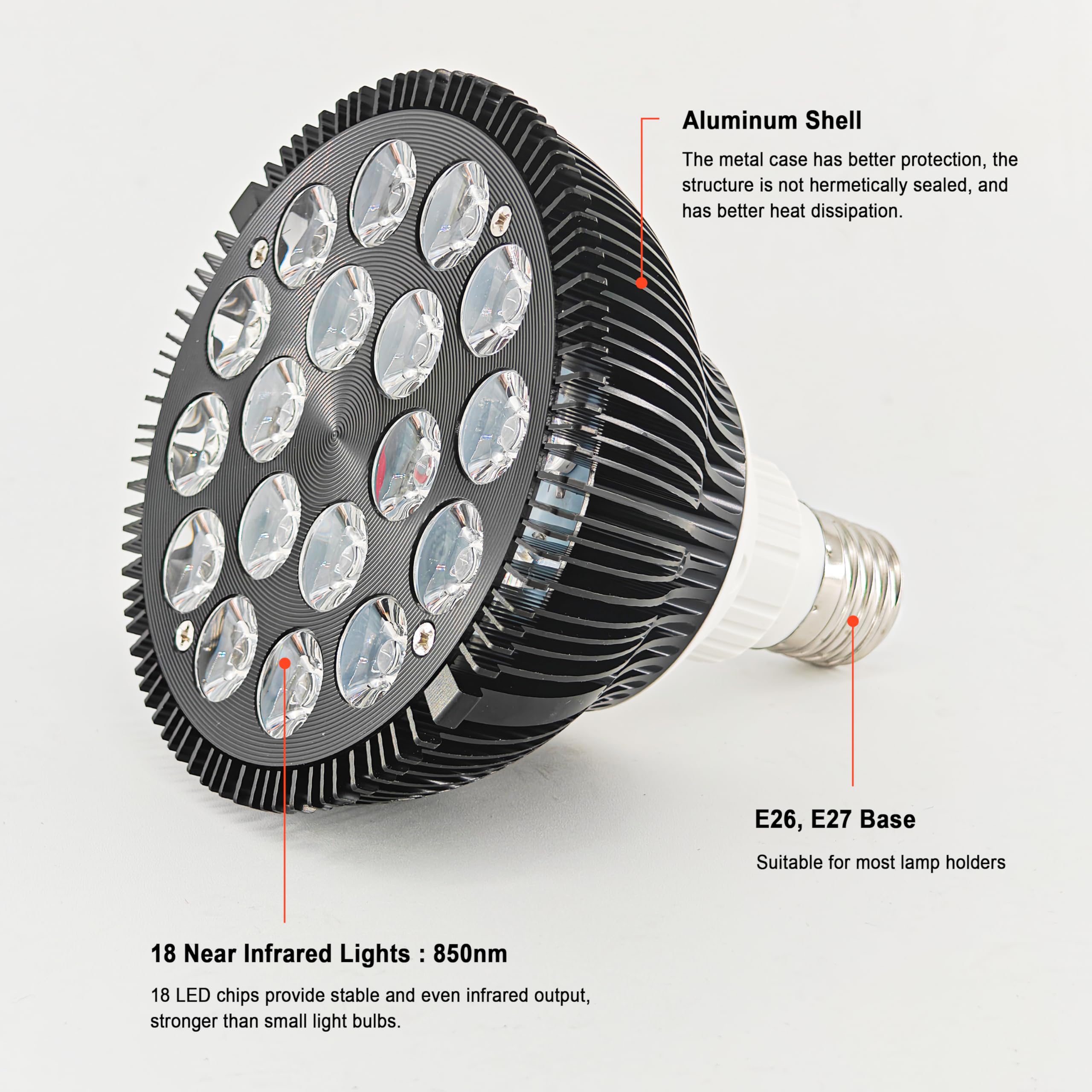 Elitzia infrared lamp connected to E26/E27 socket