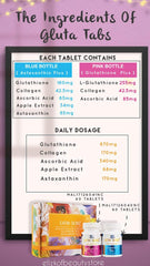 Elizkof Satin Skinz Glutathione Plus label highlights clean ingredients for daily use.