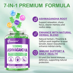 ELLAMENTZ Ashwagandha gummies night-use scene suggesting restful evenings.