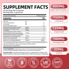 ELLAMENTZ Beet Root Gummies bottle back highlights ingredients and benefits.