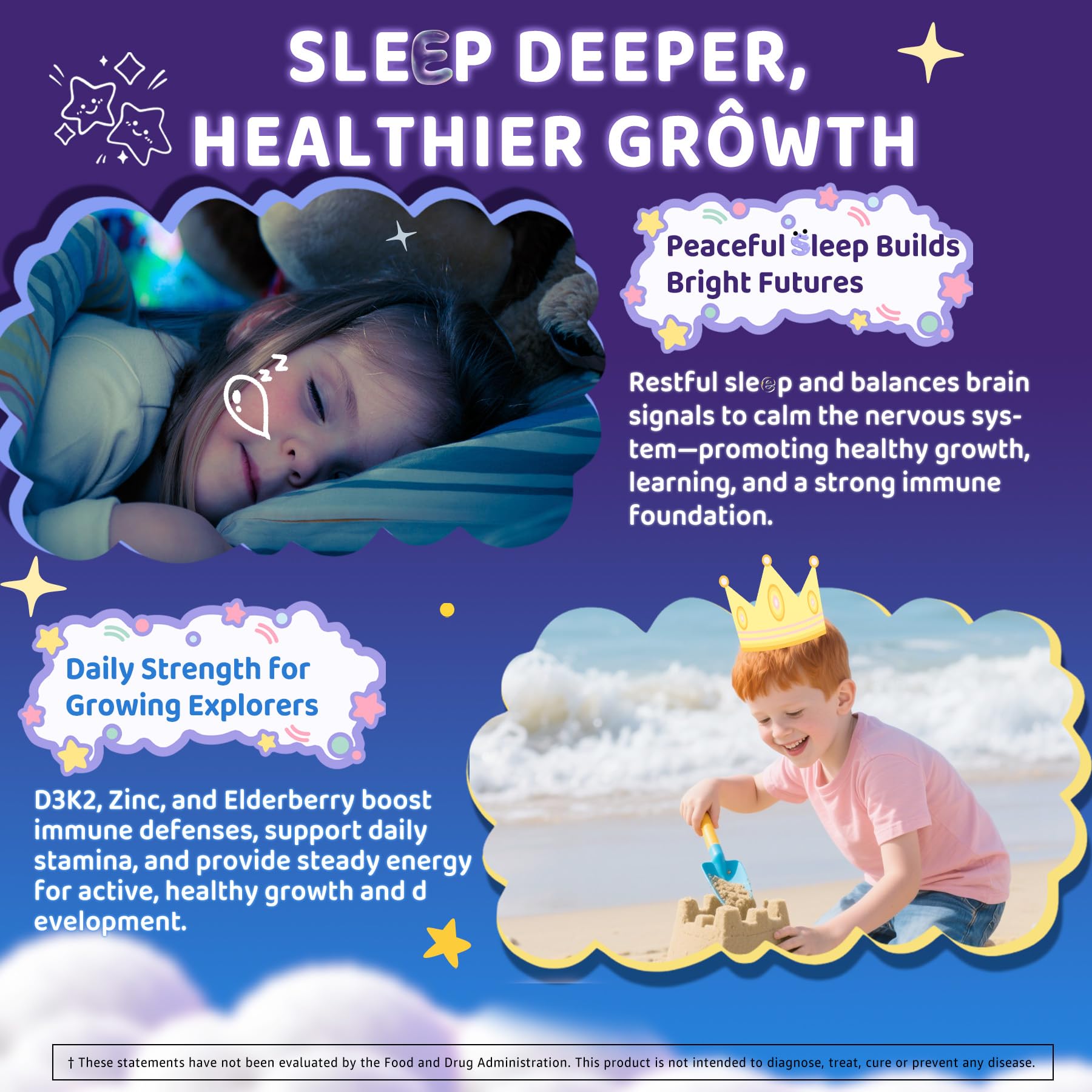 ELLAMENTZ packaging shows age 4+ suitability for gentle sleep support