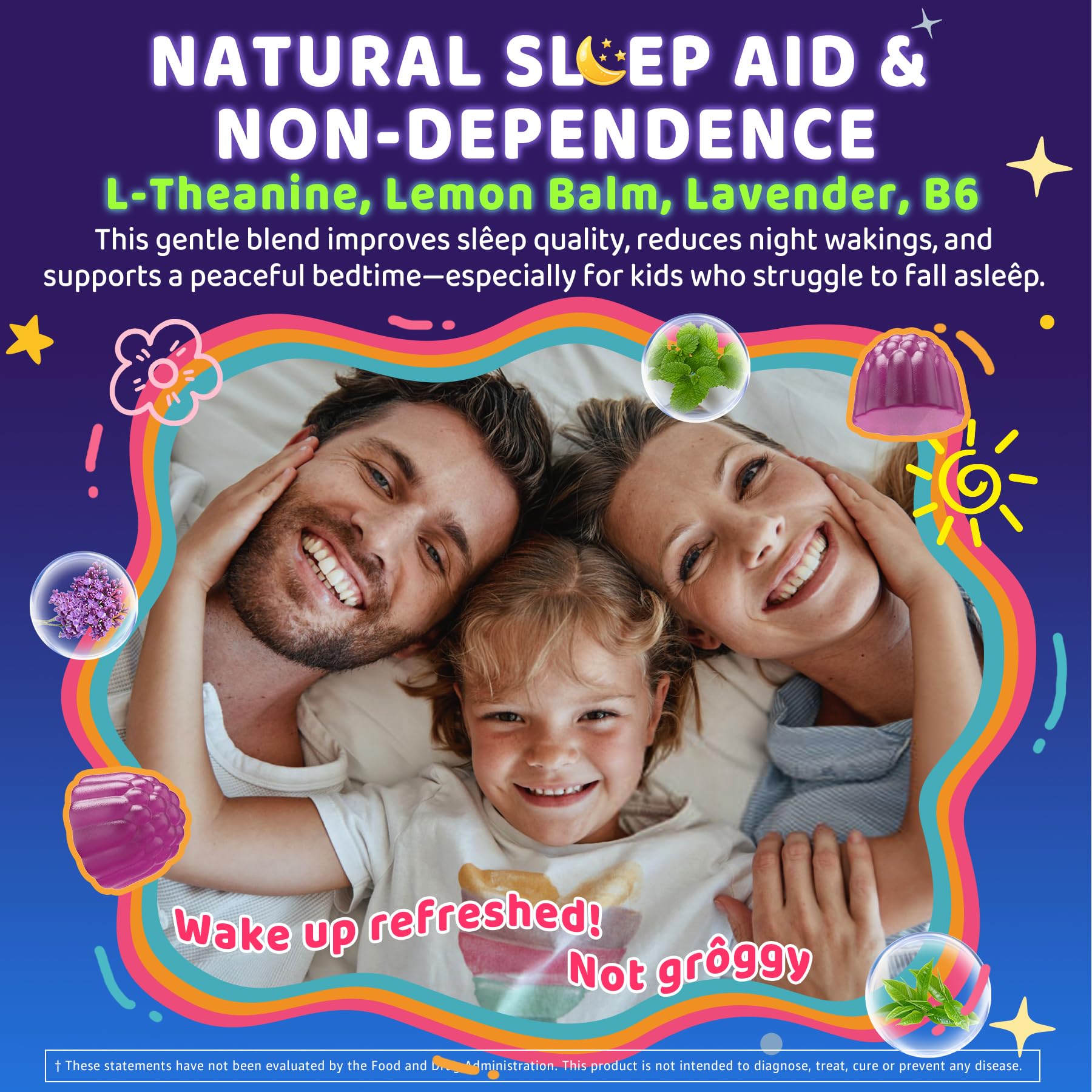 ELLAMENTZ Gummies with strawberry flavor support a pleasant nightly routine