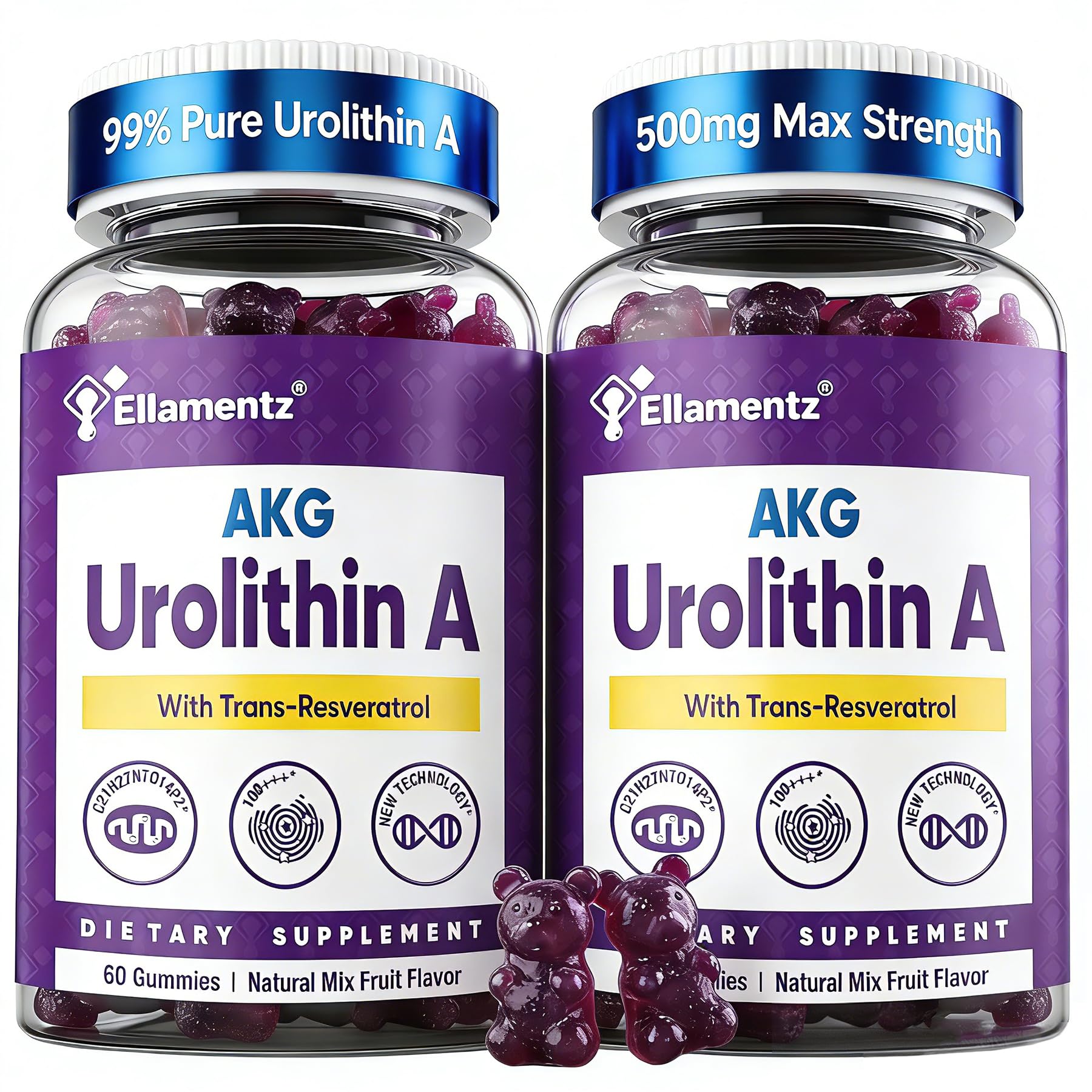 ELLAMENTZ liposomal Urolithin A bottle front promoting daily vitality