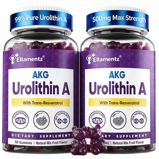 ELLAMENTZ liposomal Urolithin A bottle front promoting daily vitality