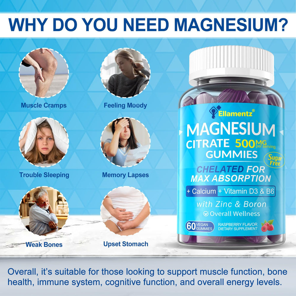 ELLAMENTZ Magnesium Citrate Gummies travel pack ideal for on the go
