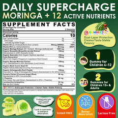 Ellamentz Moringa Gummies close-up shows sugar-free berry chew texture