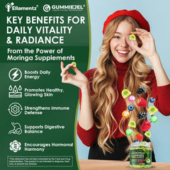 Ellamentz Moringa Gummies liquid-core close-up highlights nutrient protection