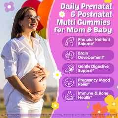 ELLAMENTZ prenatal probiotic blend illustration supports gut comfort during pregnancy.