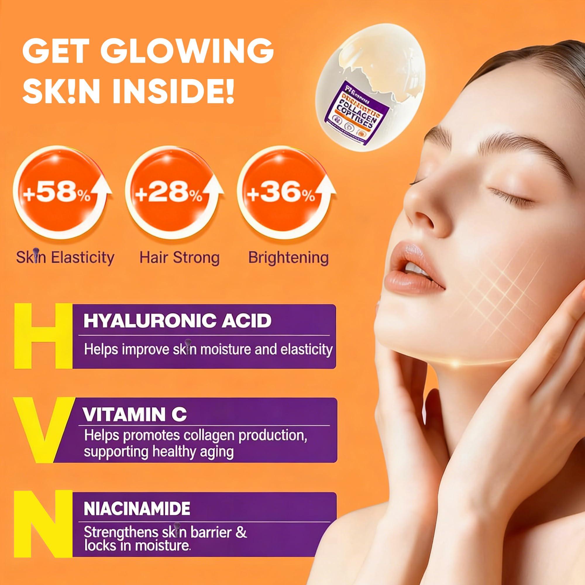 ELLAMENTZ probiotic blend icon highlights gut health and skin balance benefits
