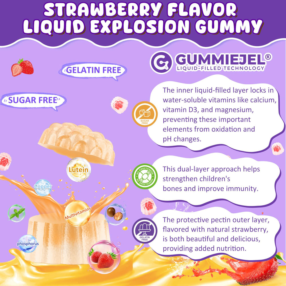 ELLAMENTZ Sugar-Free Kids Calcium Gummies algae DHA included support focus and growth