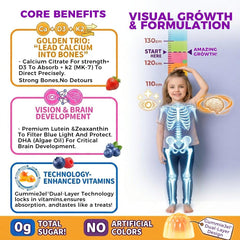 ELLAMENTZ Sugar-Free Kids Calcium Gummies back label shows D3 and K2 MK-7