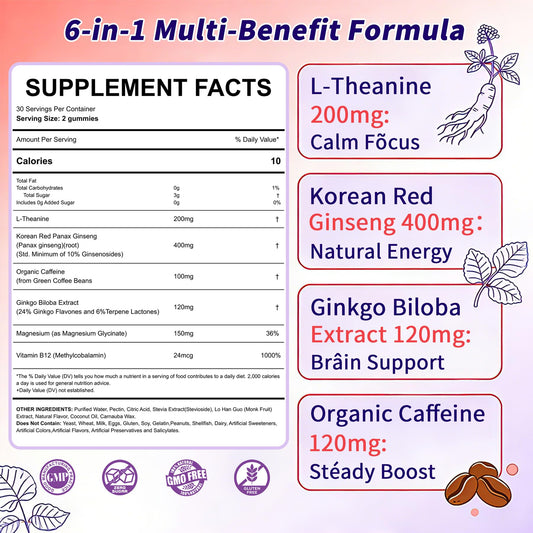 ELLAMENTZ Vegan L-Theanine Gummies close-up of gummies emphasizes calm energy texture.