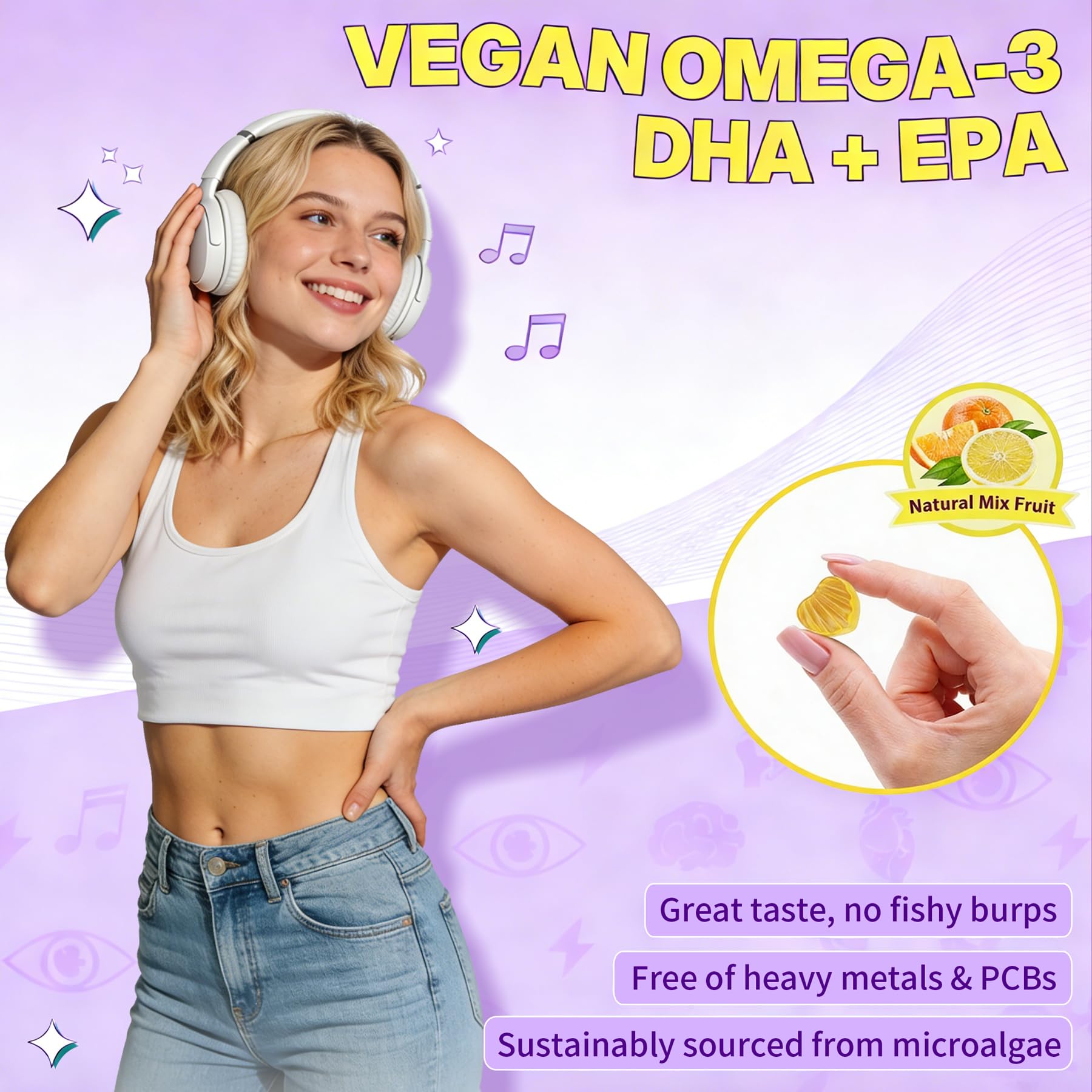 ELLAMENTZ Vegan Omega 3 Gummies package front view.