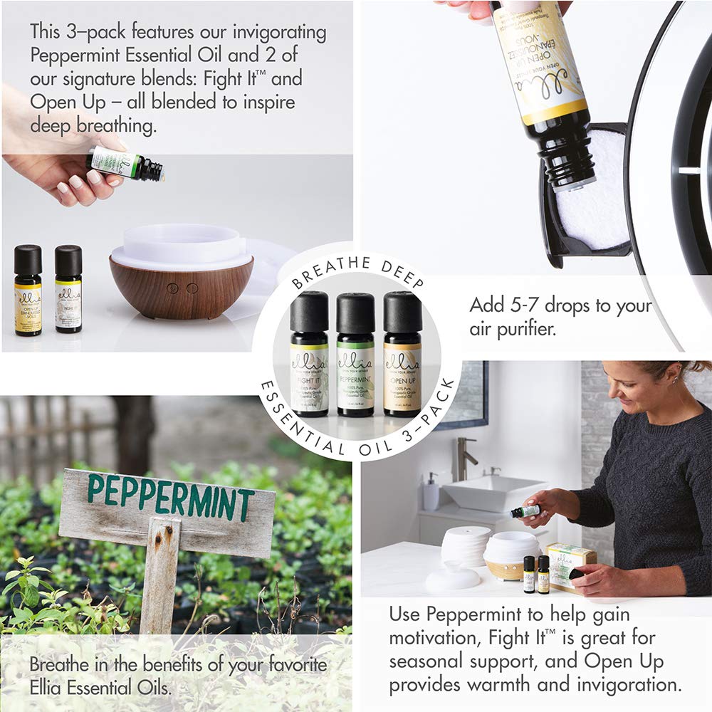 Diffuser-ready Ellia oils pictured for diffuse aromatherapy in your space.